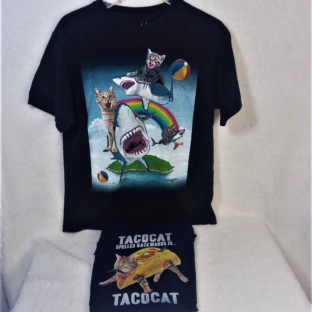 Shark Cats and Taco Cat Tee-Shirts Size Womens Med